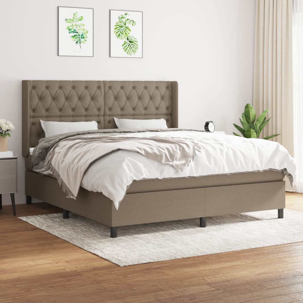 Box Spring Postel S Matrací Taupe 160X200 Cm Textil
