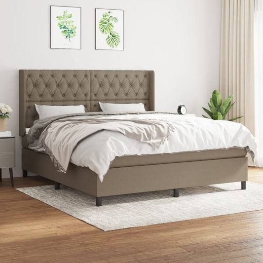 Box Spring Postel S Matrací Taupe 160X200 Cm Textil