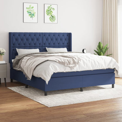Box Spring Postel S Matrací Textil Modrá
