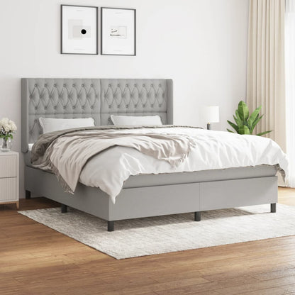 Box Spring Postel S Matrací Textil Světle Šedá