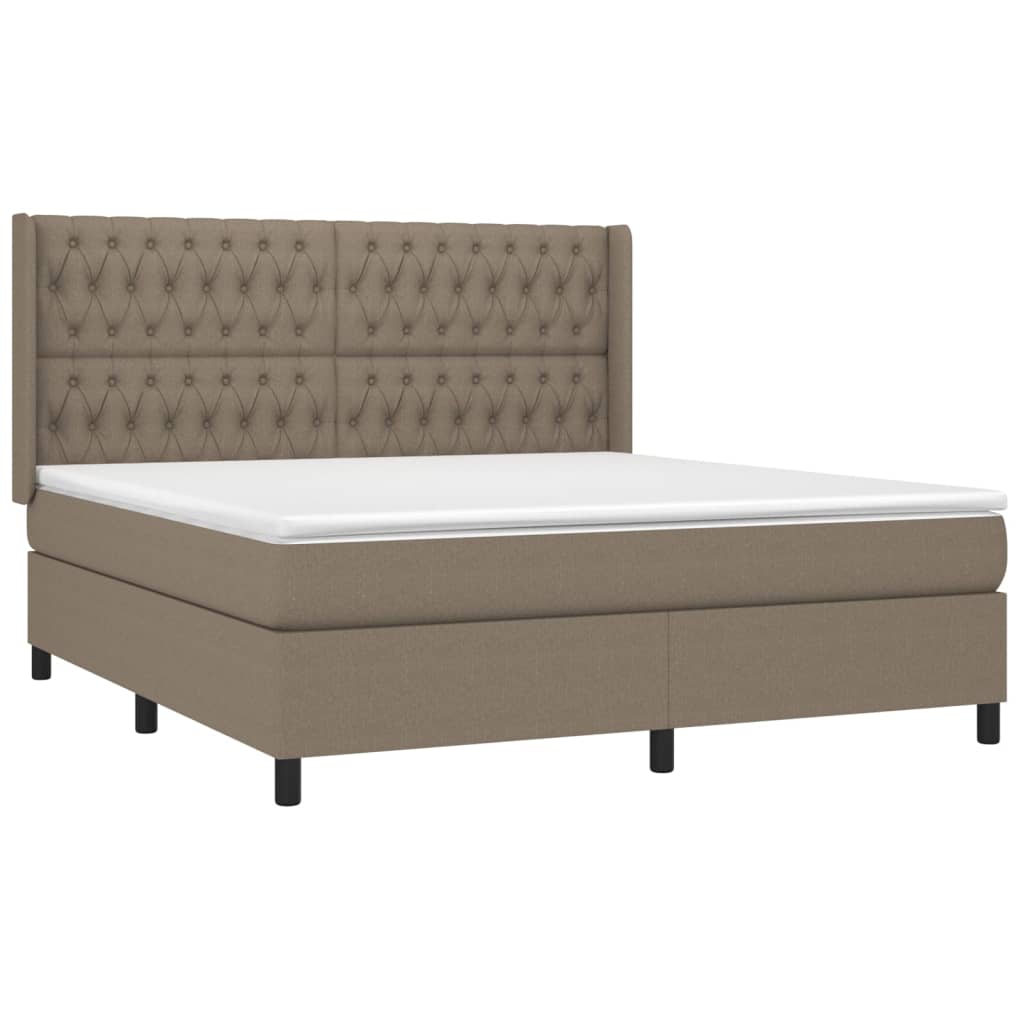 Box Spring Postel S Matrací Taupe 180X200 Cm Textil