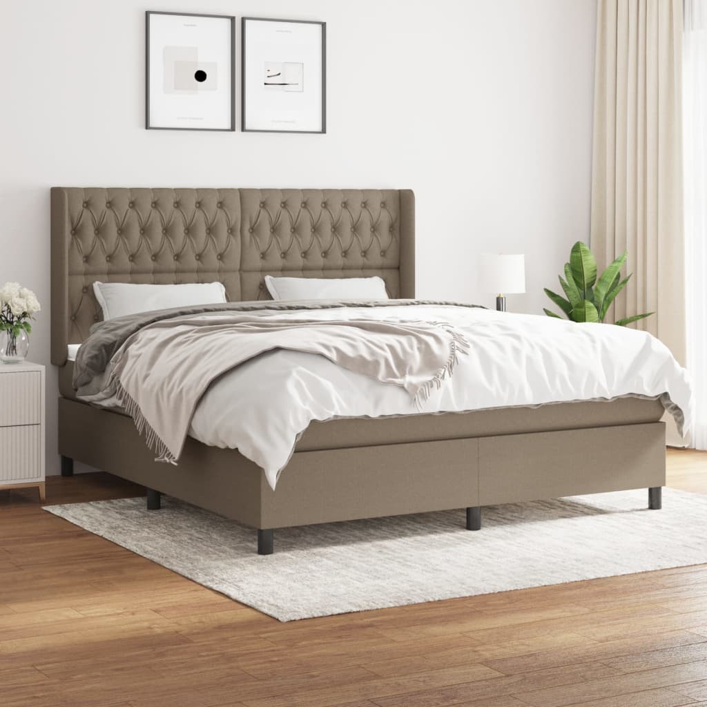 Box Spring Postel S Matrací Taupe 180X200 Cm Textil
