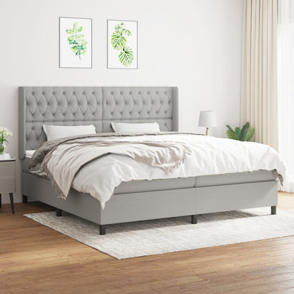 Box Spring Postel S Matrací Textil Světle Šedá