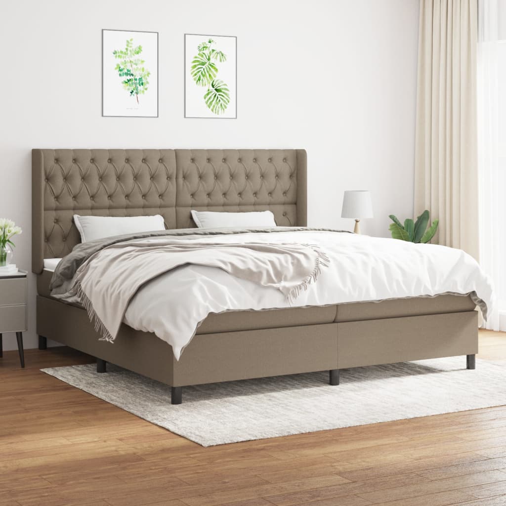 Box Spring Postel S Matrací Taupe 200X200 Cm Textil