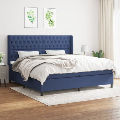 Box Spring Postel S Matrací Textil Modrá