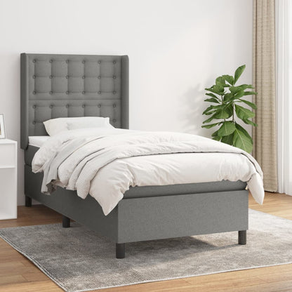 Box Spring Postel S Matrací Textil Tmavě Šedá