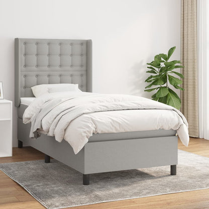 Box Spring Postel S Matrací Textil Světle Šedá