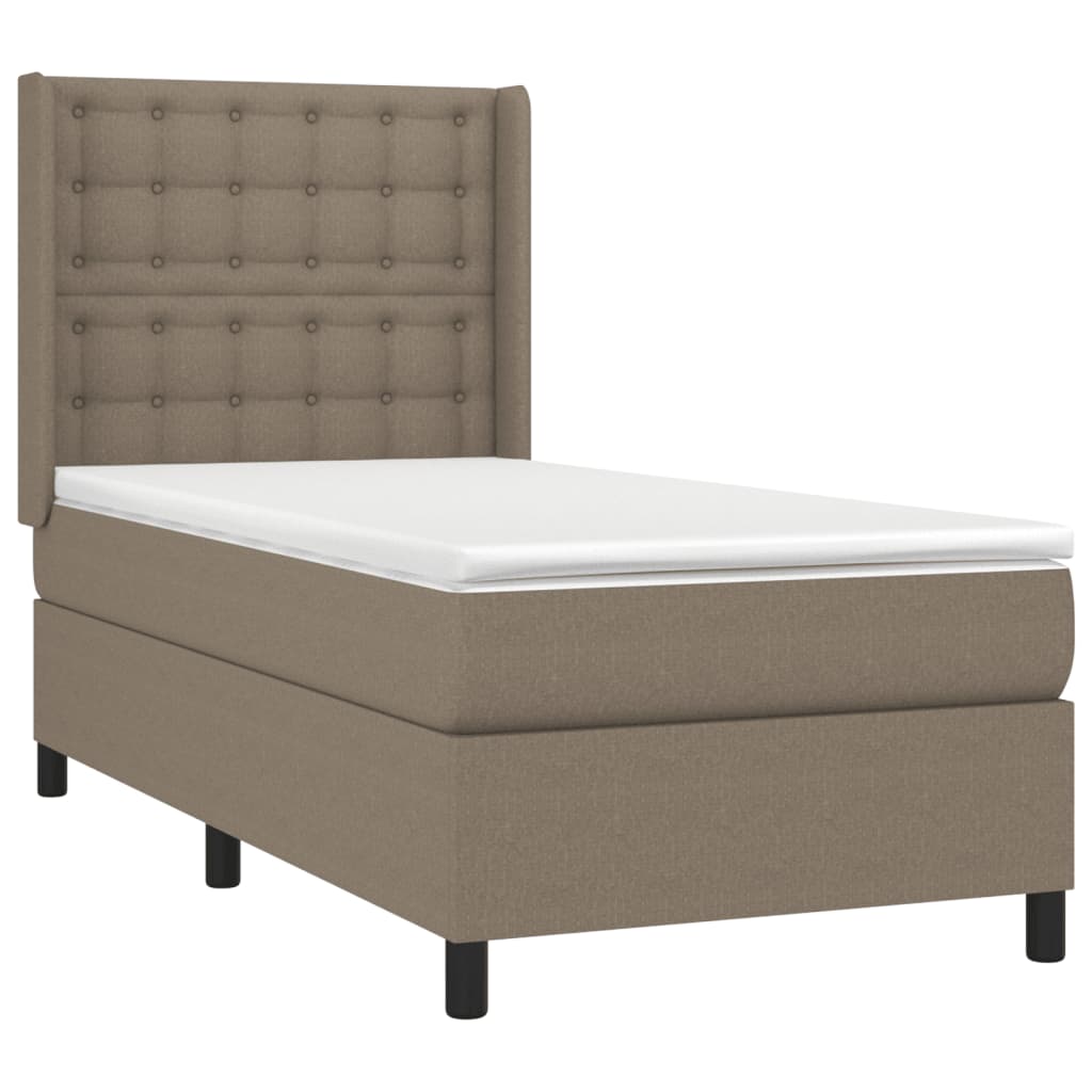 Box Spring Postel S Matrací Taupe 90X200 Cm Textil