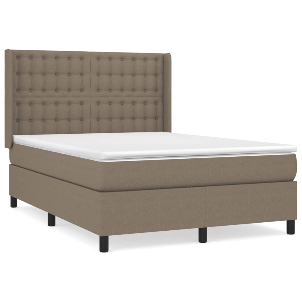 Box Spring Postel S Matrací Taupe 140X190 Cm Textil