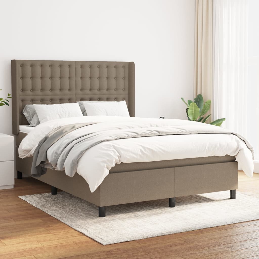 Box Spring Postel S Matrací Taupe 140X200 Cm Textil