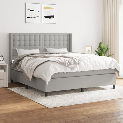 Box Spring Postel S Matrací Textil Světle Šedá