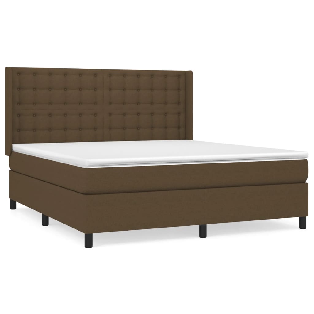 Box Spring Postel S Matrací Tmavě Hnědá 160X200 Cm Textil