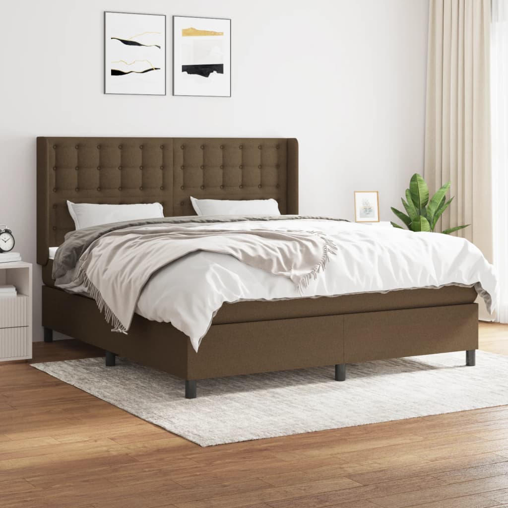 Box Spring Postel S Matrací Tmavě Hnědá 160X200 Cm Textil