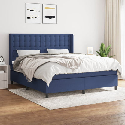 Box Spring Postel S Matrací Textil Modrá