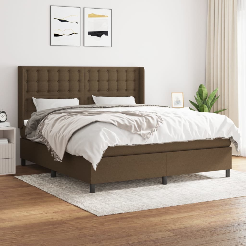 Box Spring Postel S Matrací Tmavě Hnědá 180X200 Cm Textil