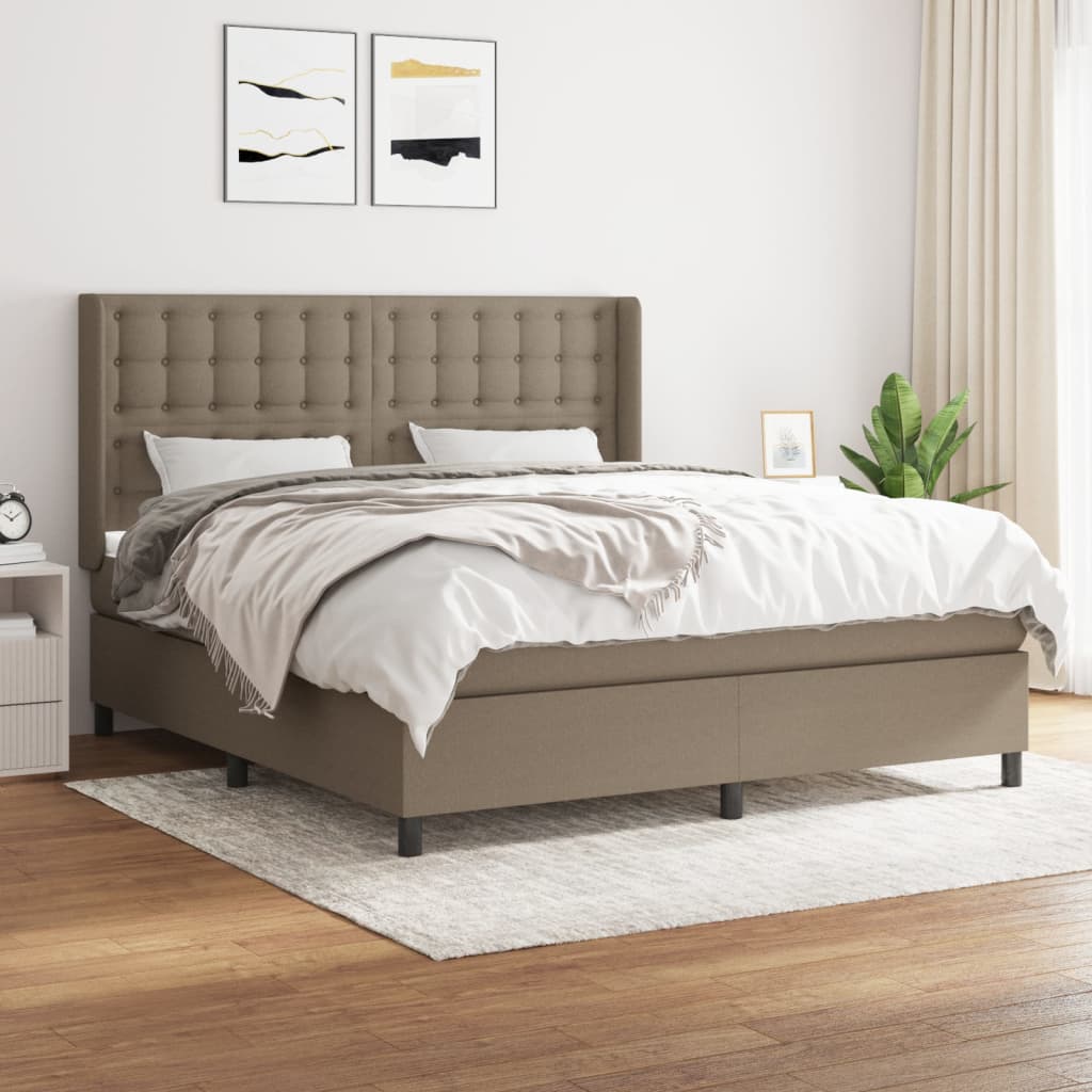 Box Spring Postel S Matrací Taupe 180X200 Cm Textil