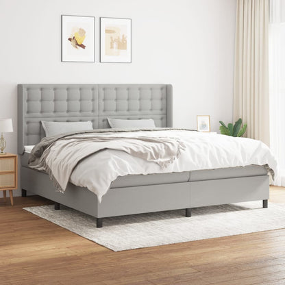 Box Spring Postel S Matrací Textil Světle Šedá