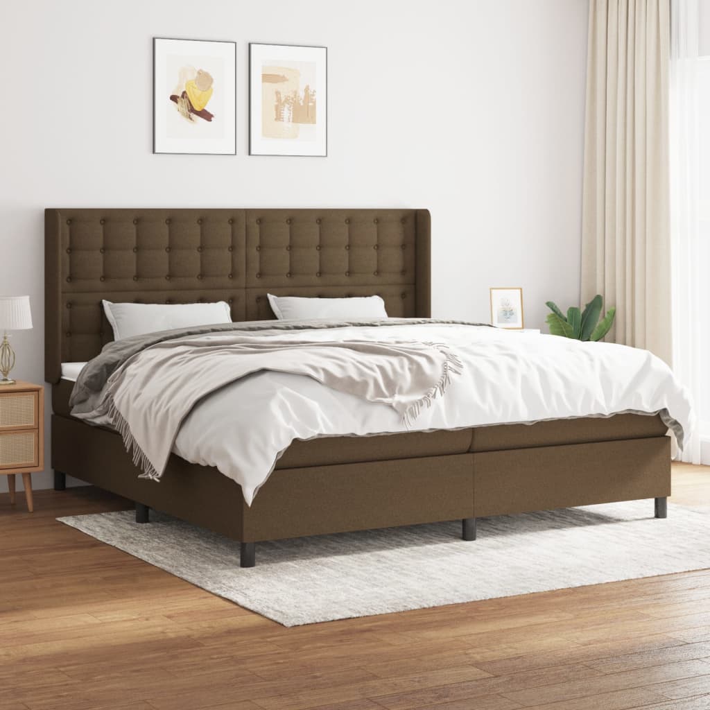 Box Spring Postel S Matrací Tmavě Hnědá 200X200 Cm Textil