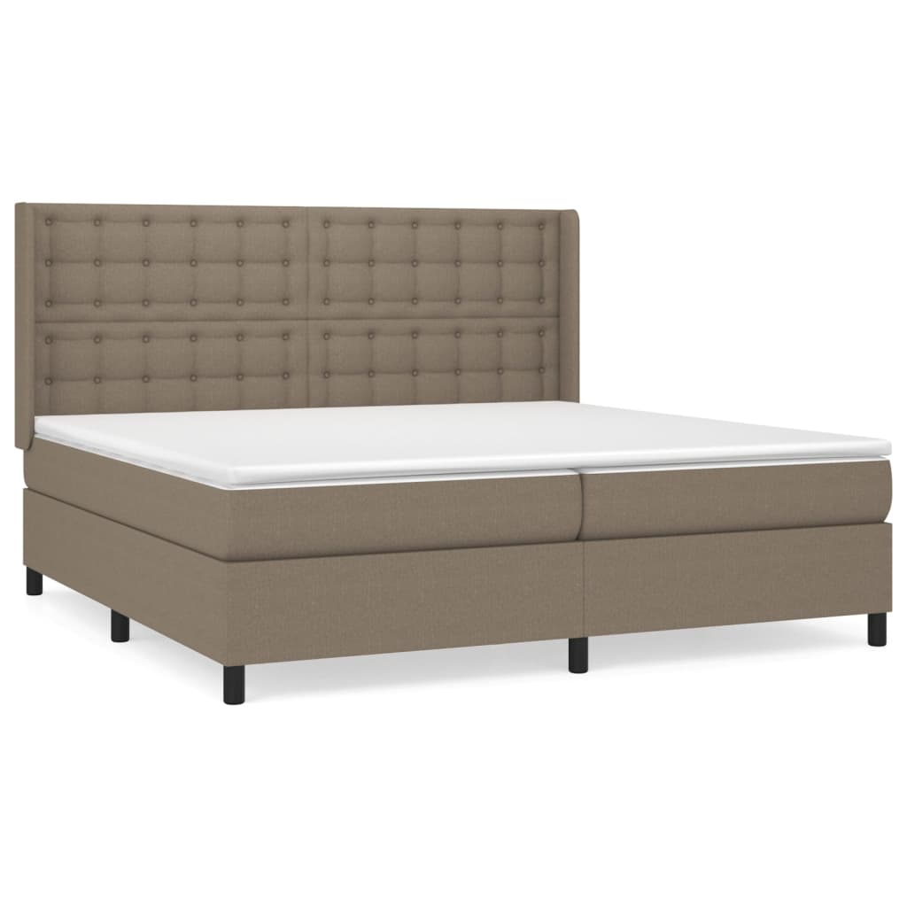 Box Spring Postel S Matrací Taupe 200X200 Cm Textil
