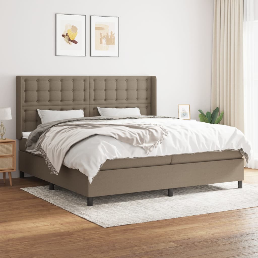 Box Spring Postel S Matrací Taupe 200X200 Cm Textil