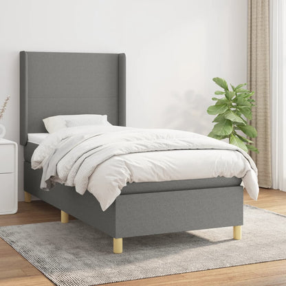 Box Spring Postel S Matrací Textil Tmavě Šedá