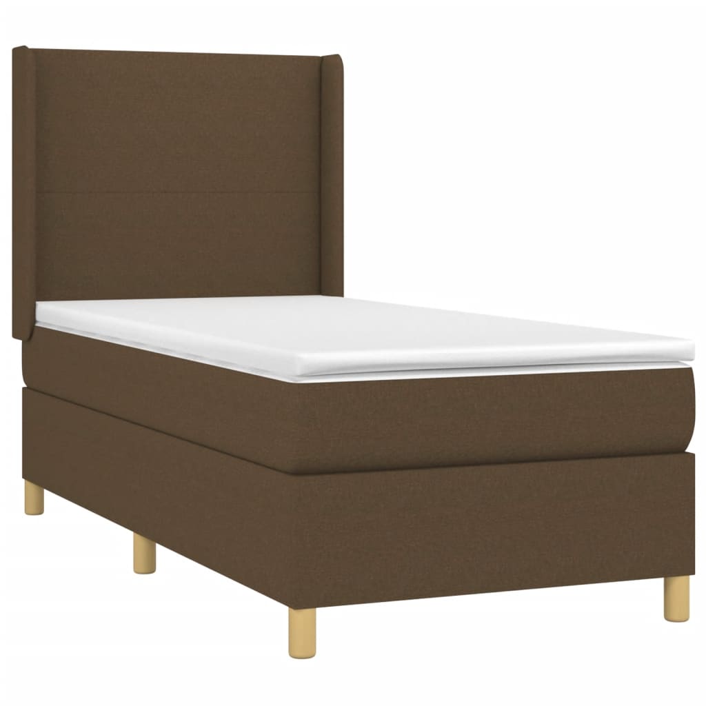 Box Spring Postel S Matrací Tmavě Hnědá 90X190 Cm Textil