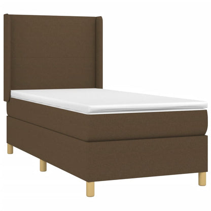 Box Spring Postel S Matrací Tmavě Hnědá 90X190 Cm Textil