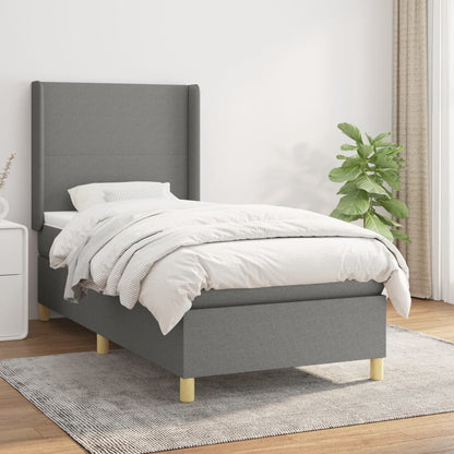 Box Spring Postel S Matrací Textil Tmavě Šedá