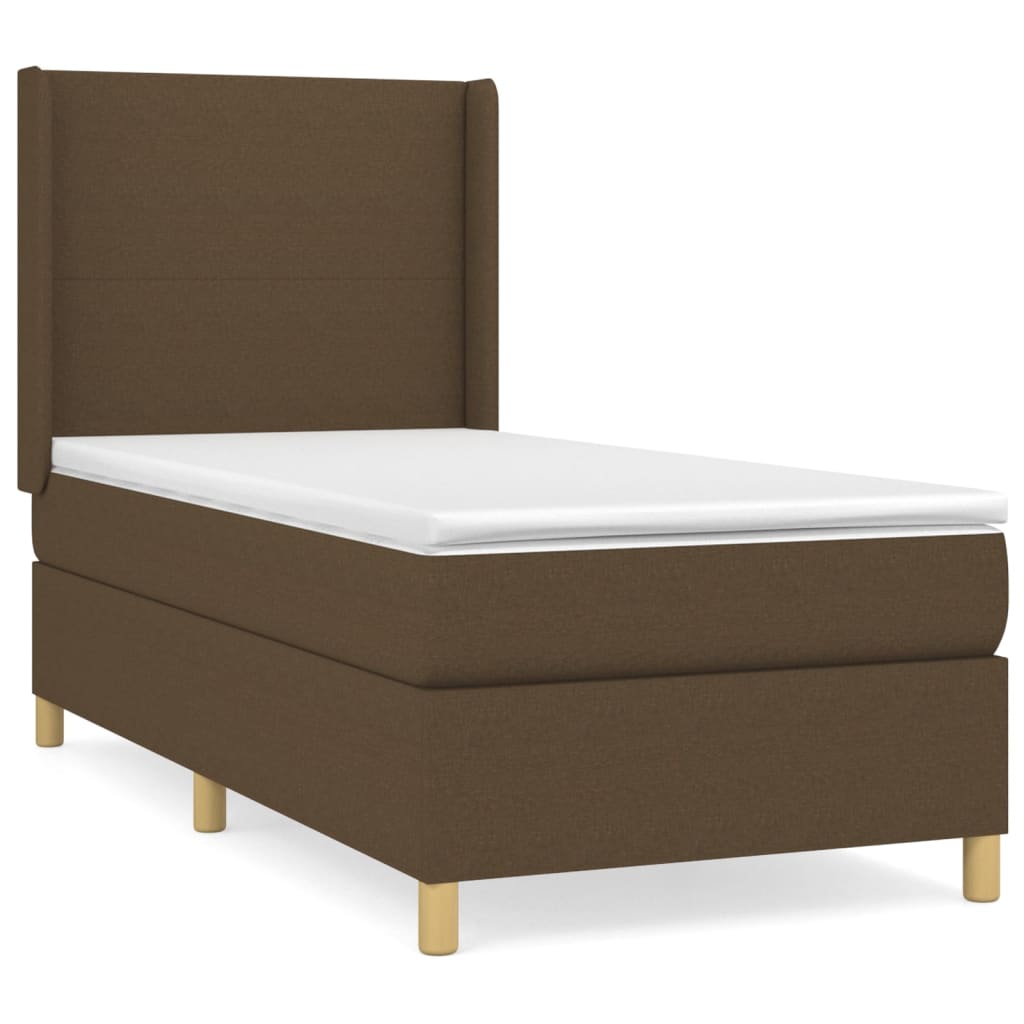 Box Spring Postel S Matrací Tmavě Hnědá 100 X 200 Cm Textil