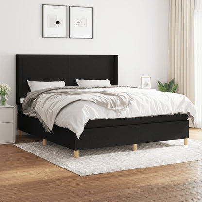 Box Spring Postel S Matrací Černá Textil Černá