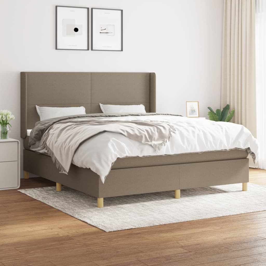 Box Spring Postel S Matrací Textil Taupe