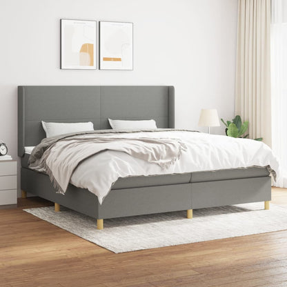 Box Spring Postel S Matrací Textil Tmavě Šedá