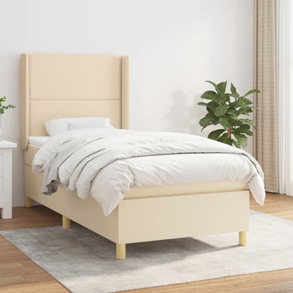 Box Spring Postel S Matrací Textil Krémová
