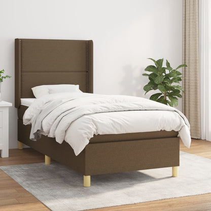 Box Spring Postel S Matrací Tmavě Hnědá 90X200 Cm Textil