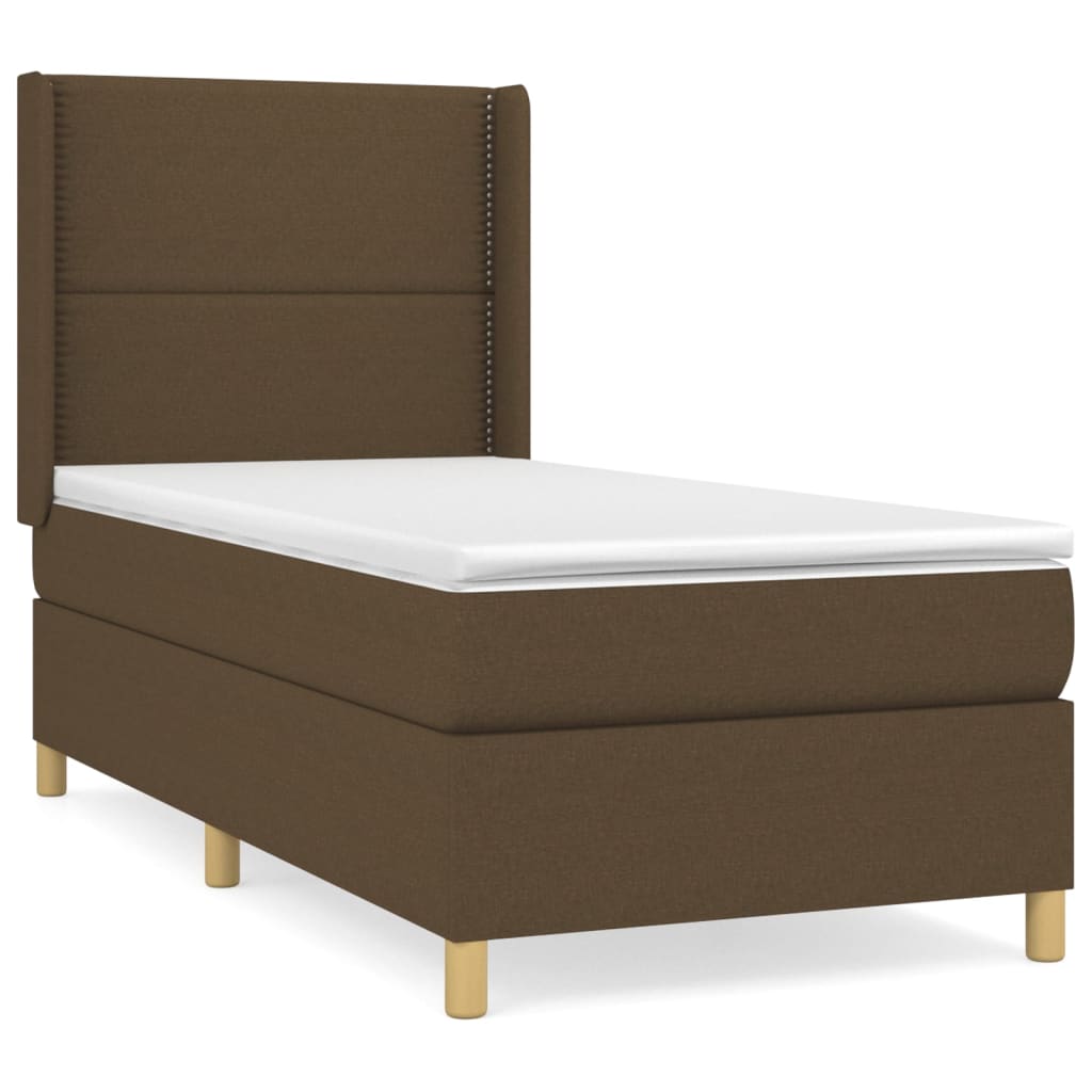 Box Spring Postel S Matrací Tmavě Hnědá 100 X 200 Cm Textil