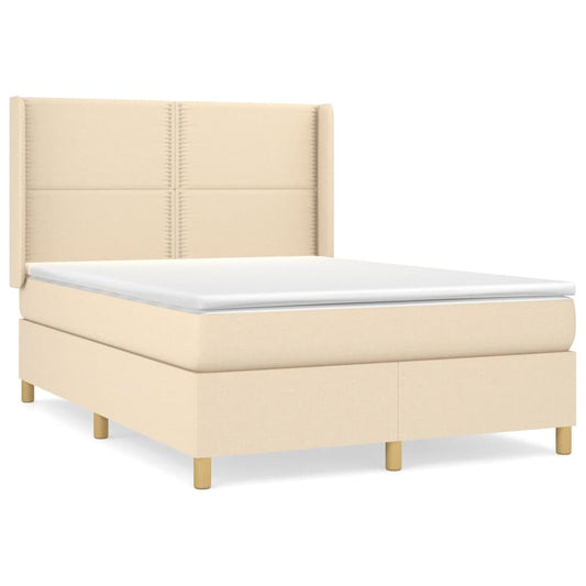Box Spring Postel S Matrací Textil Krémová
