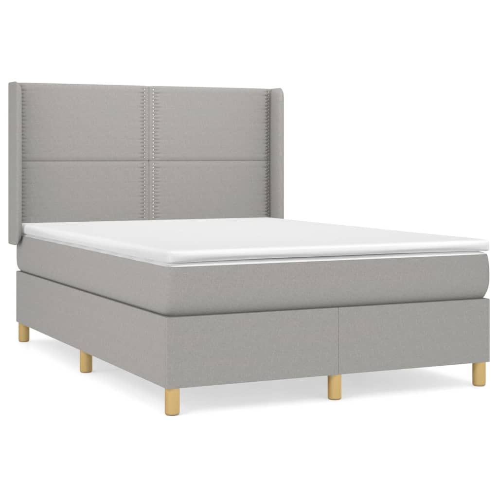 Box Spring Postel S Matrací Textil Světle Šedá