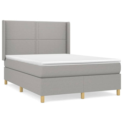 Box Spring Postel S Matrací Textil Světle Šedá