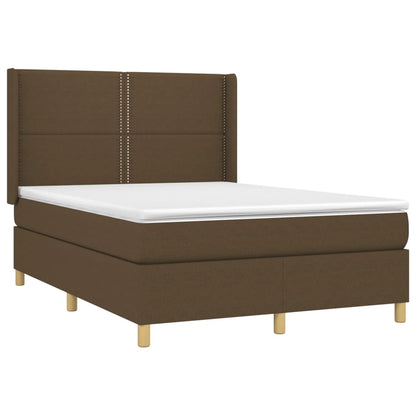 Box Spring Postel S Matrací Textil Tmavě Hnědá