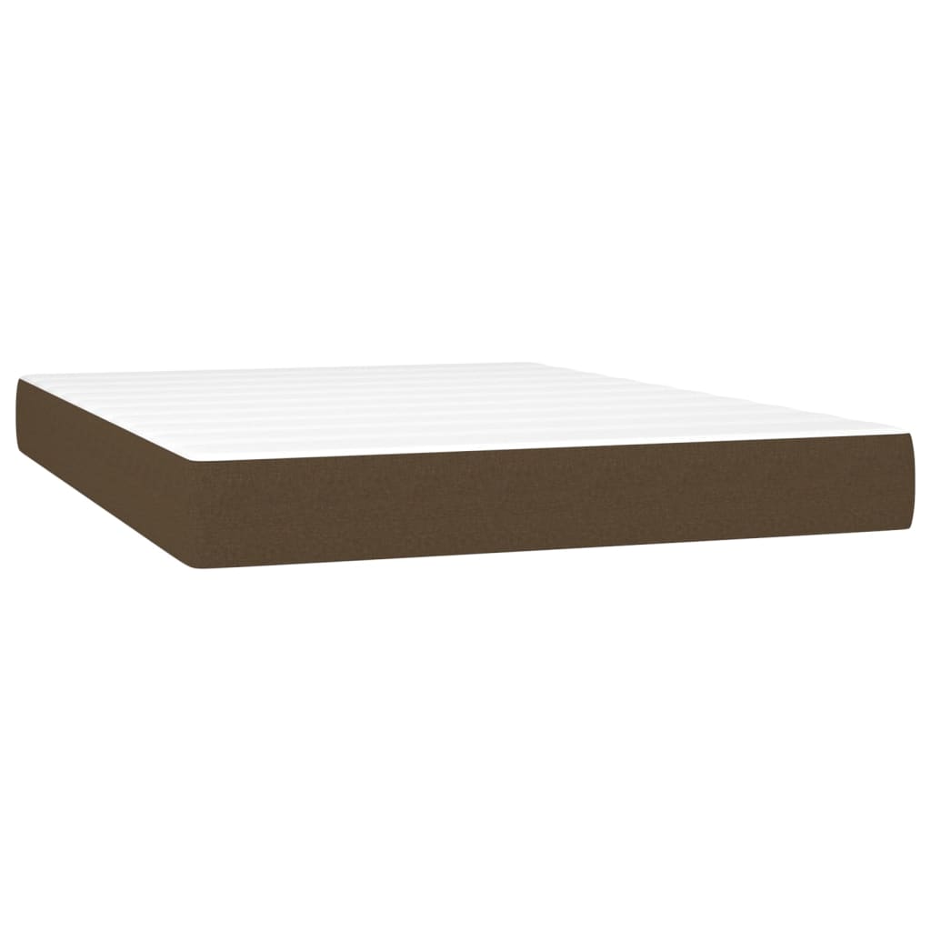 Box Spring Postel S Matrací Textil Tmavě Hnědá