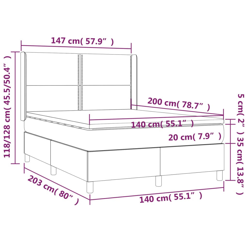 Box Spring Postel S Matrací Textil Tmavě Hnědá