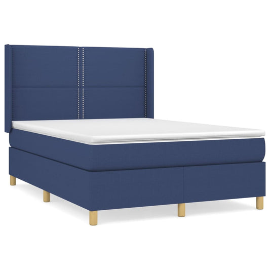 Box Spring Postel S Matrací Textil Modrá