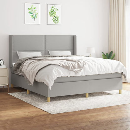 Box Spring Postel S Matrací Textil Světle Šedá