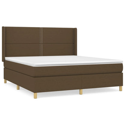 Box Spring Postel S Matrací Tmavě Hnědá 180X200 Cm Textil