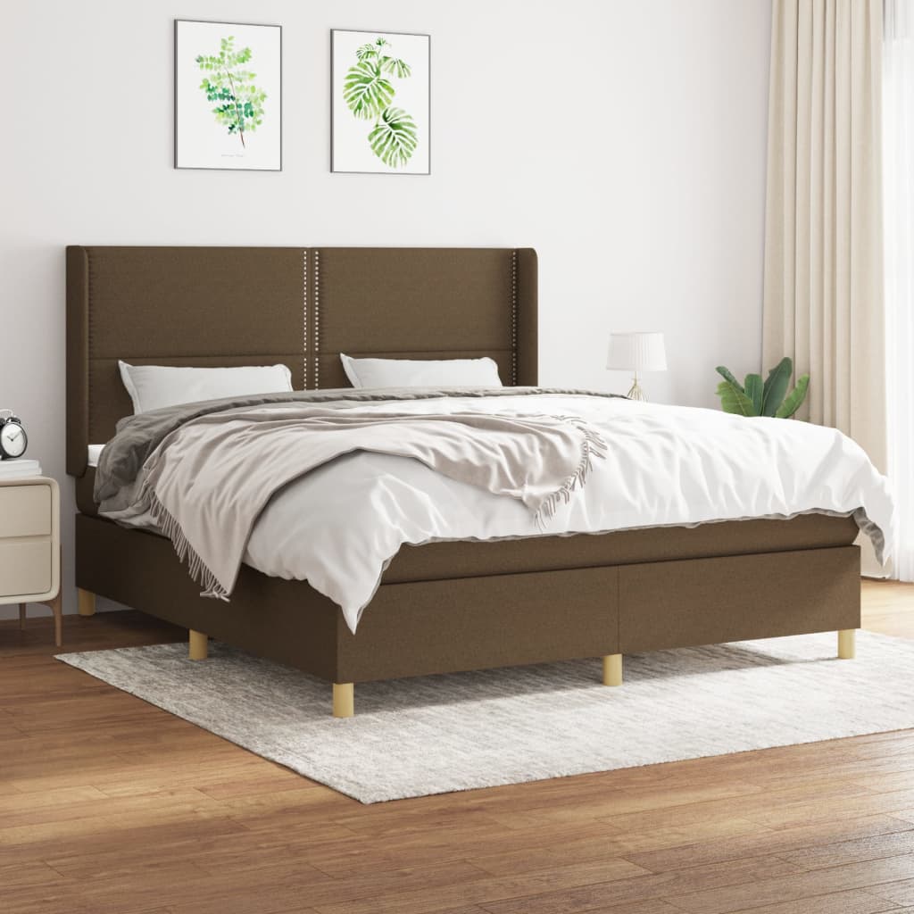 Box Spring Postel S Matrací Tmavě Hnědá 180X200 Cm Textil