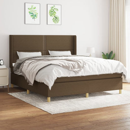Box Spring Postel S Matrací Tmavě Hnědá 180X200 Cm Textil