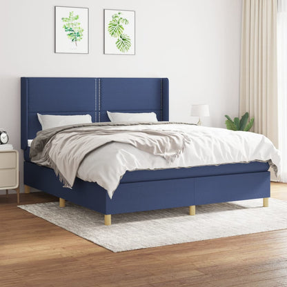 Box Spring Postel S Matrací Textil Modrá