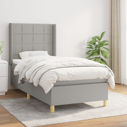 Box Spring Postel S Matrací Textil Světle Šedá