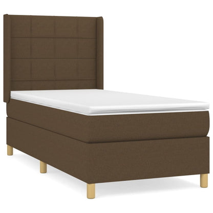 Box Spring Postel S Matrací Tmavě Hnědá 90X190 Cm Textil
