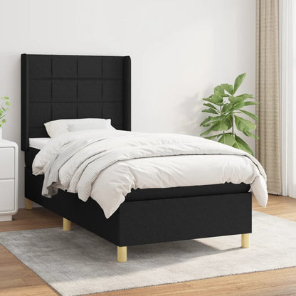 Box Spring Postel S Matrací Černá Textil Černá